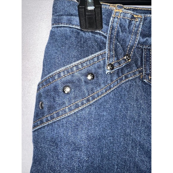 Vintage Rockies Jeans Womens 9/10 Long Dark Wash Western Studded Slim - Picture 5 of 14